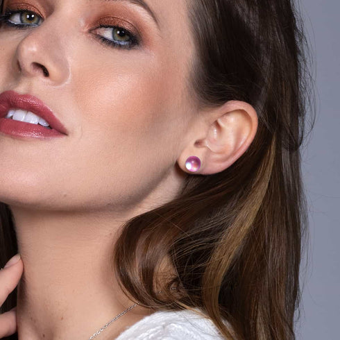 Pink | .925 Sterling Silver | Mermaid Glass Stud Earrings